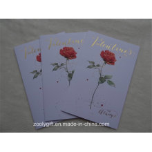 Rose Flower Embossed Gold Foil Cartes de voeux en papier d&#39;art avec enveloppement